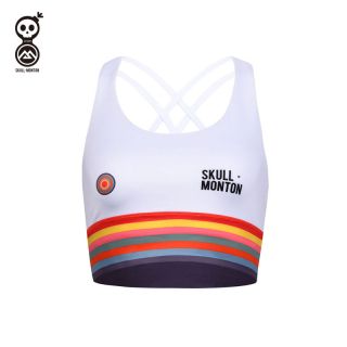 white strappy back sports bra