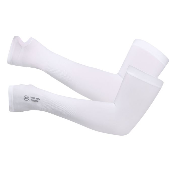Cooling White Cycling Arm Sleeves UV Protection