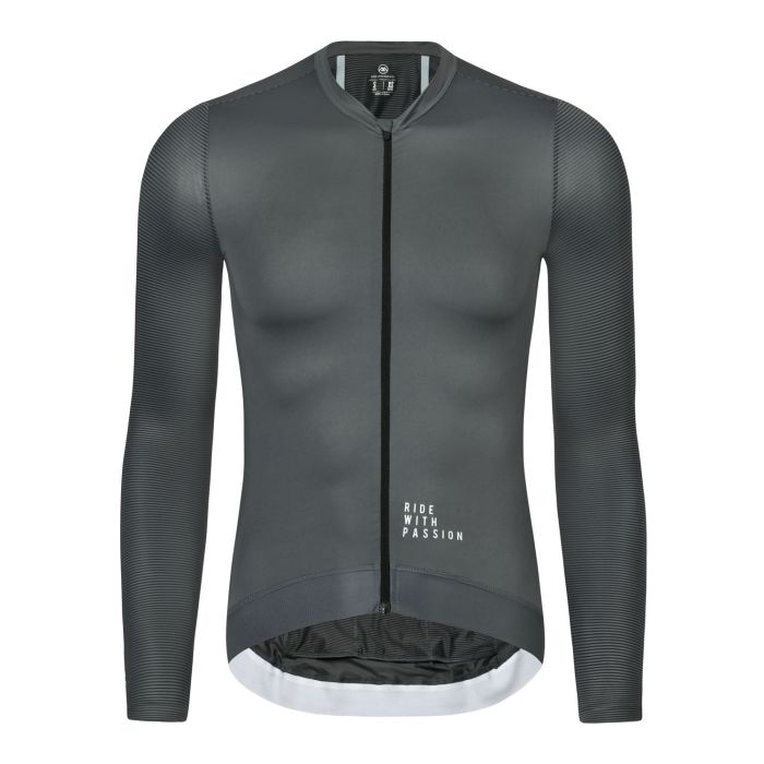 Gray Cycling Jersey Mens Long Sleeve Breathable