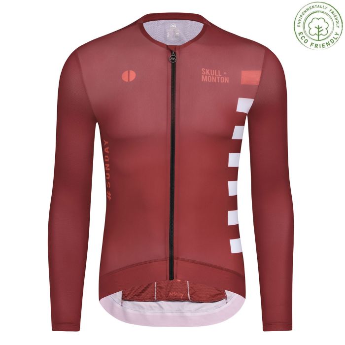 Red Summer Long Sleeve Cycling Jersey Men's Breathable