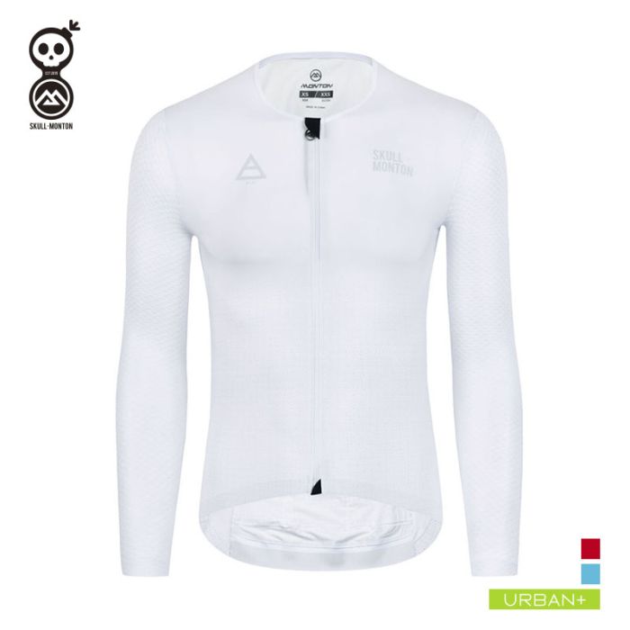 2021 Mens New Winter Cycling Jersey White Long Sleeve Tops Bicycle Shirt Pockets 