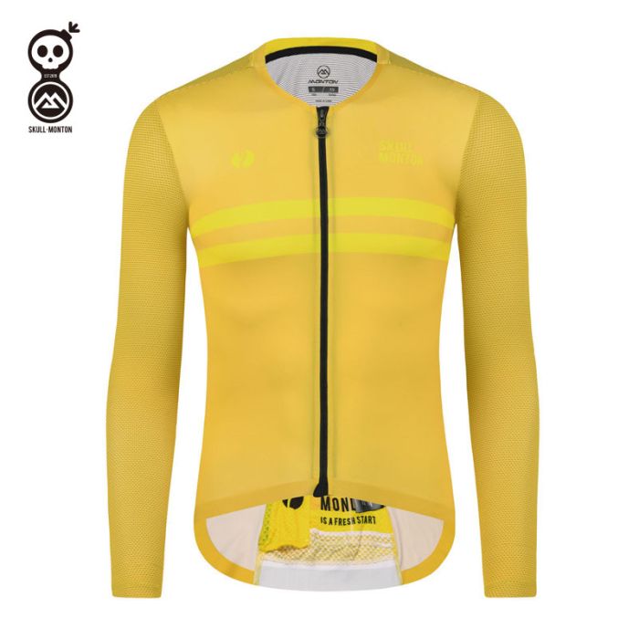 ARRIVEE Men's Yellow Regional Zip Front Long Sleeve Cycling Jersey Size M NEW 