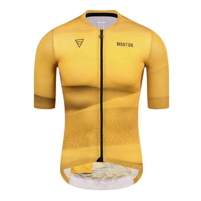 Yellow Cycling Jersey Zipper Pocket Mens