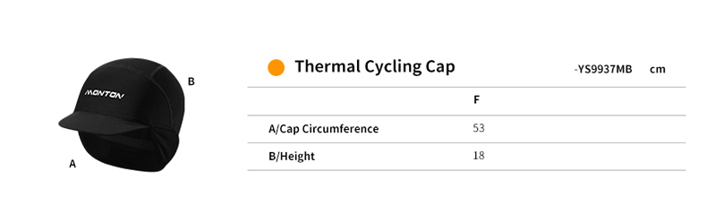 Thermal Cycling Cap size chart