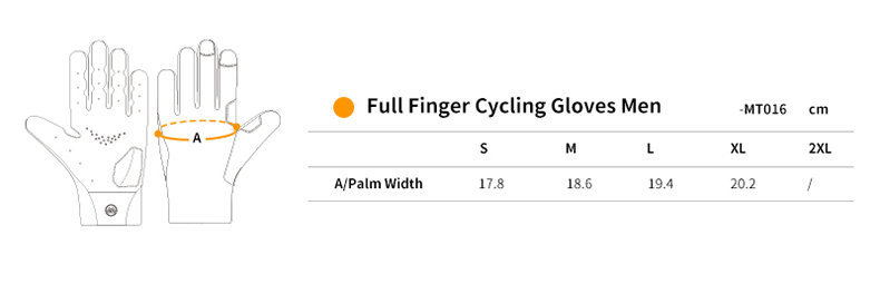 cycling gloves size chart