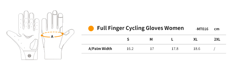 cycling gloves size chart