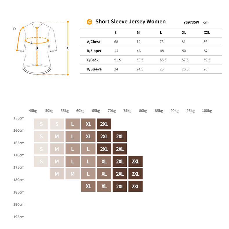 cycling jersey size chart