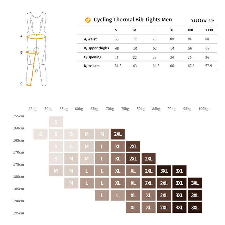 bib tights size chart