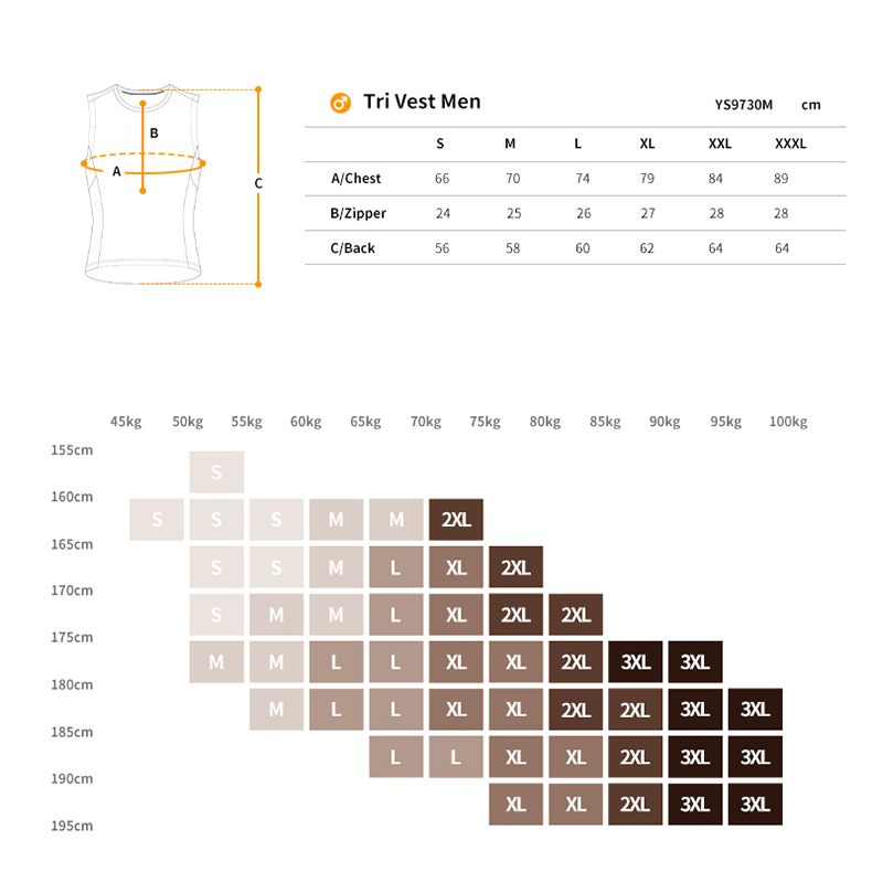 triathlon top size chart
