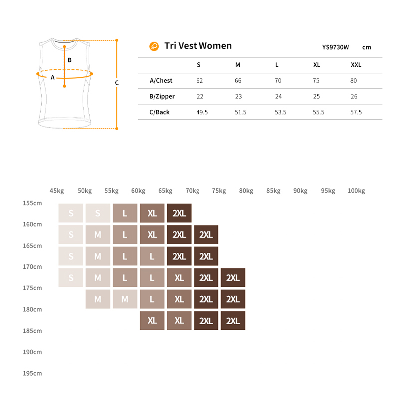 triathlon top size chart