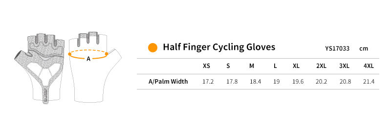 half finger cycling gloves size chart