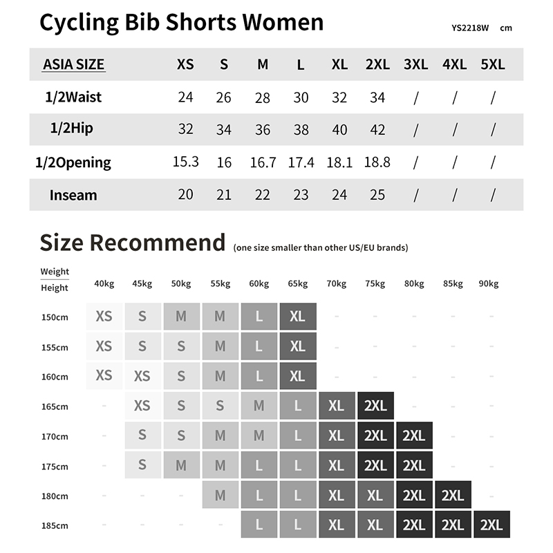 bib shorts size chart