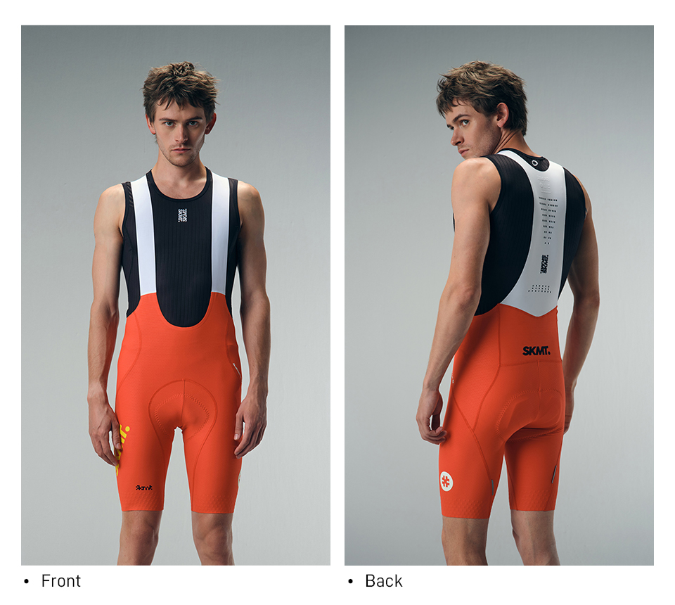 orange cycling bib shorts