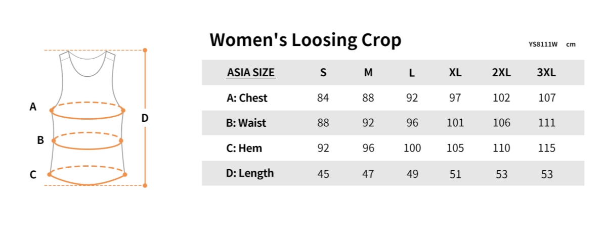 ys8111w size chart