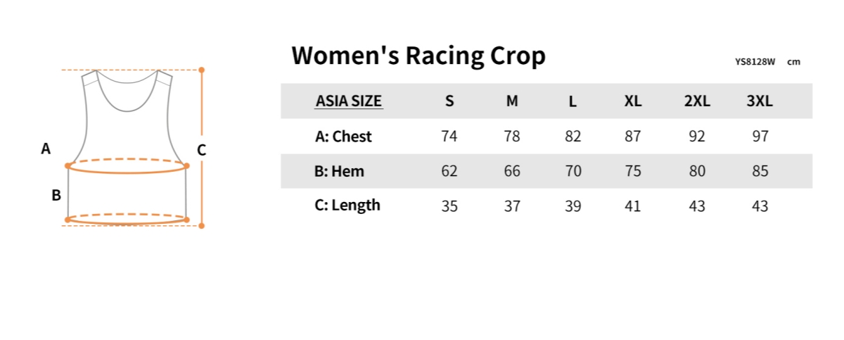 ys8128w size chart