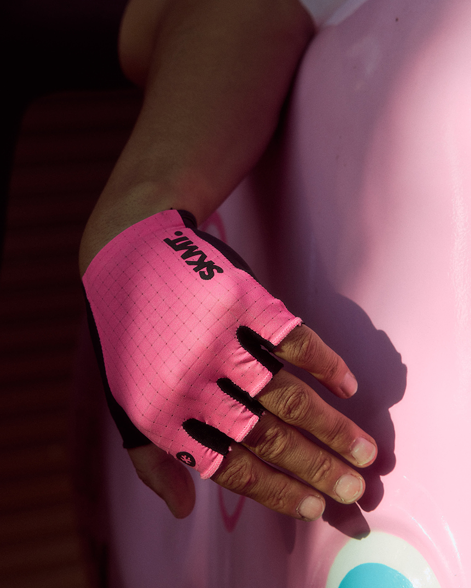 blue cycling gloves