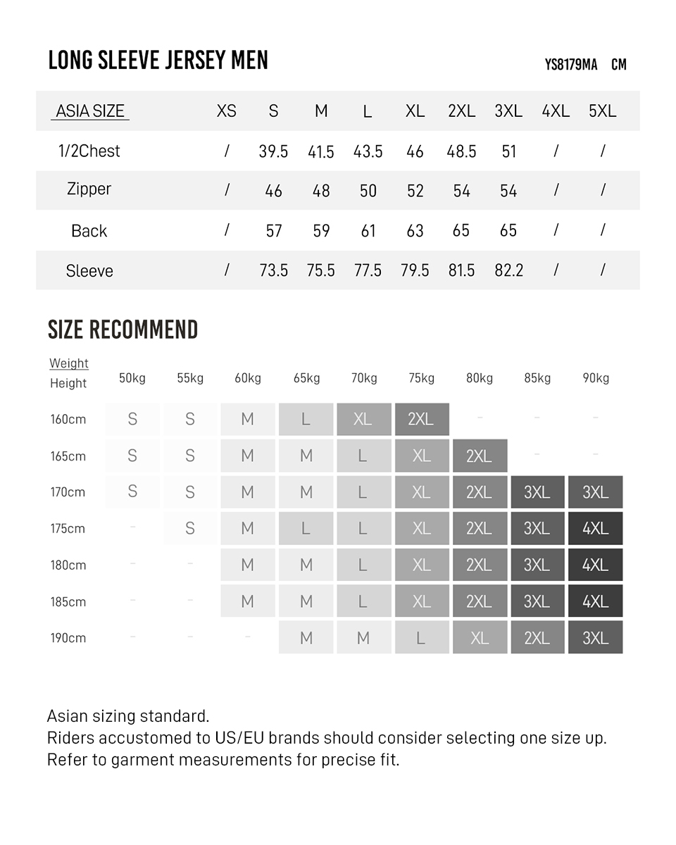 YS8179MA size chart