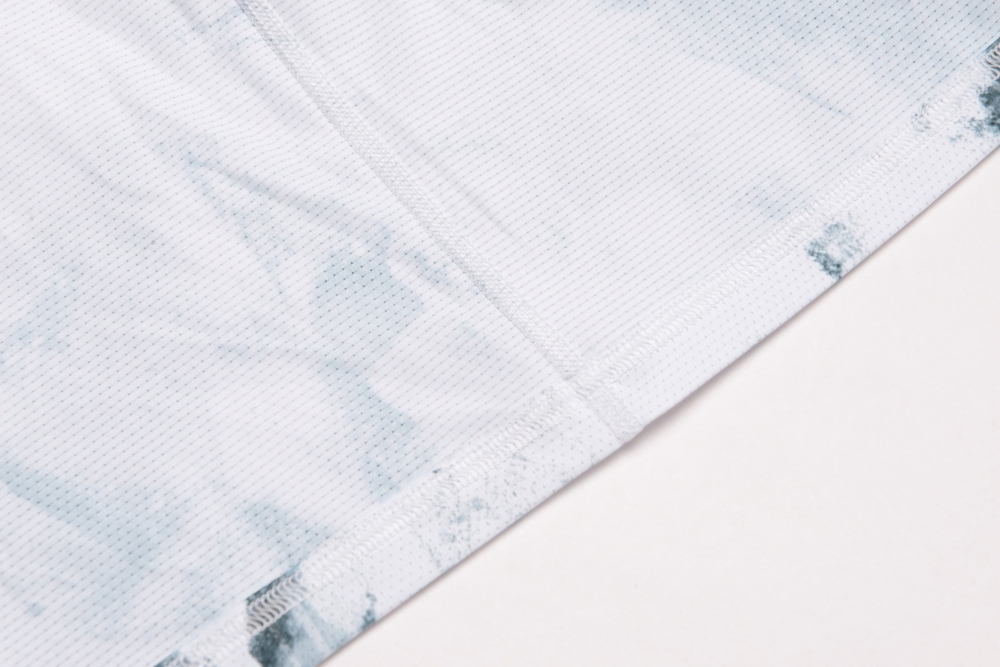 Hem stitching detail on sublimation printed shirt
