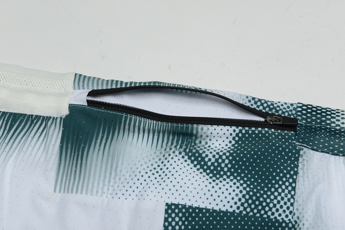 rear zip pocket and printed waistband