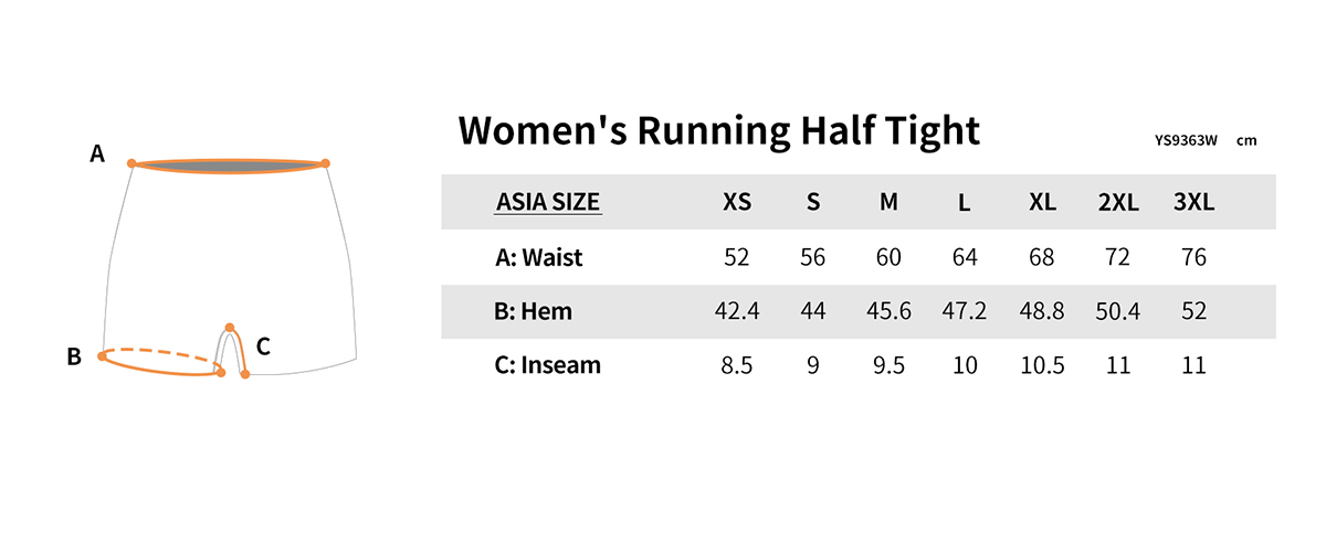 YS9363W size chart