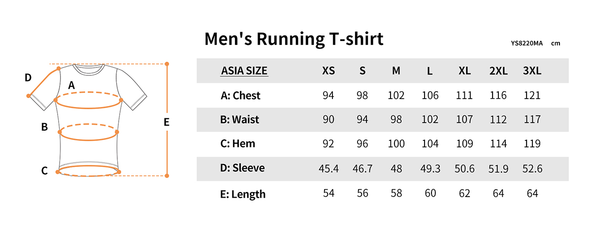 shirt ys8220ma size chart