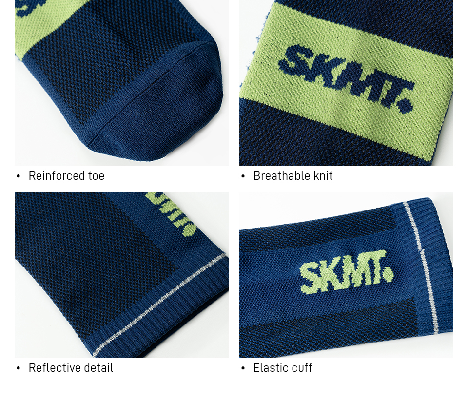 toes, reflective details, elastic cuff