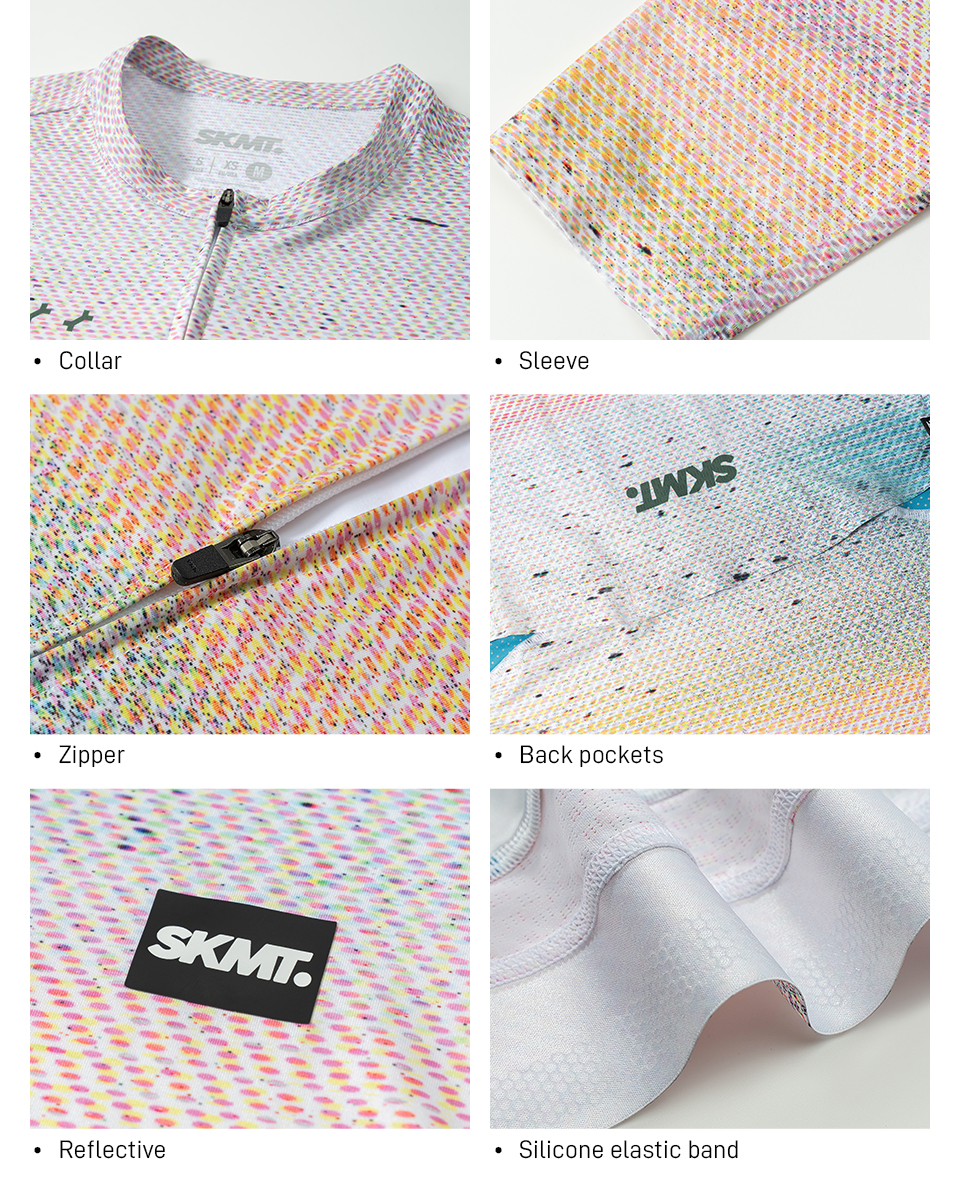 collar, sleeves, zipper, waist band