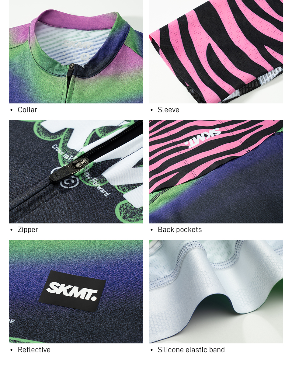 collar, sleeves, zipper, waist band