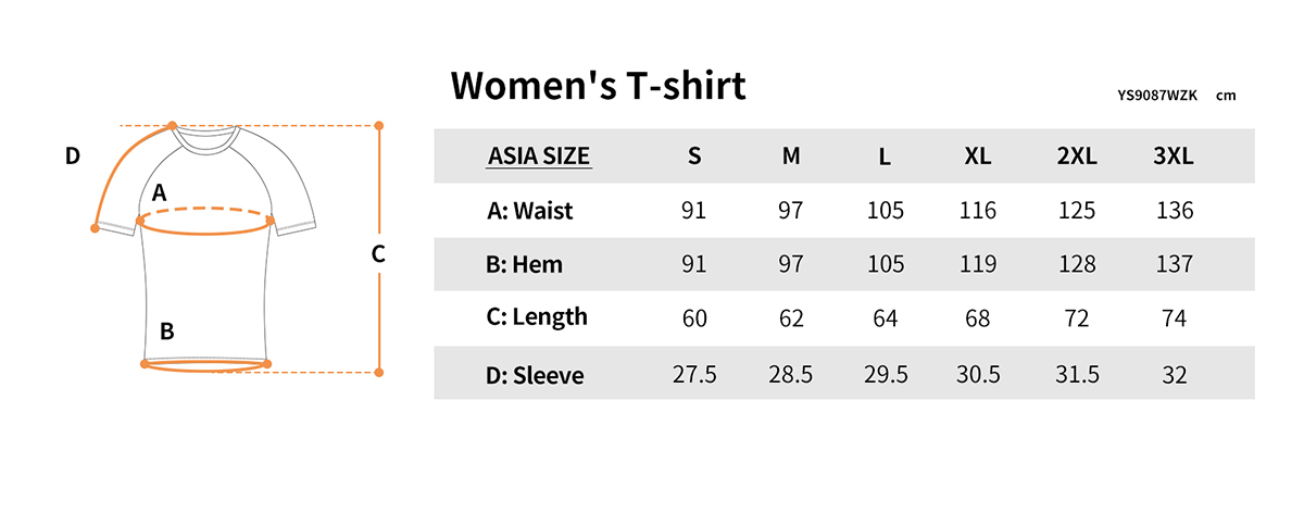 ys9087wzk size chart