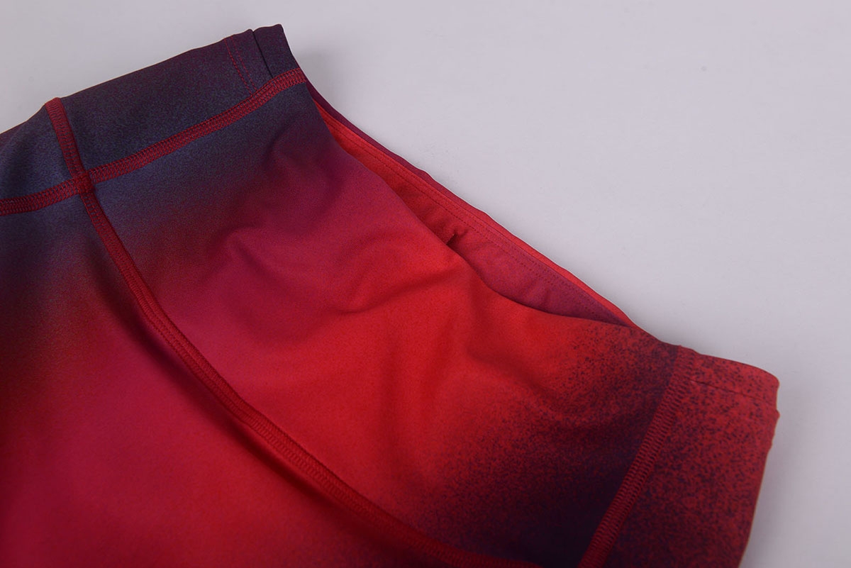 wide waistband detail with gradient sublimation design