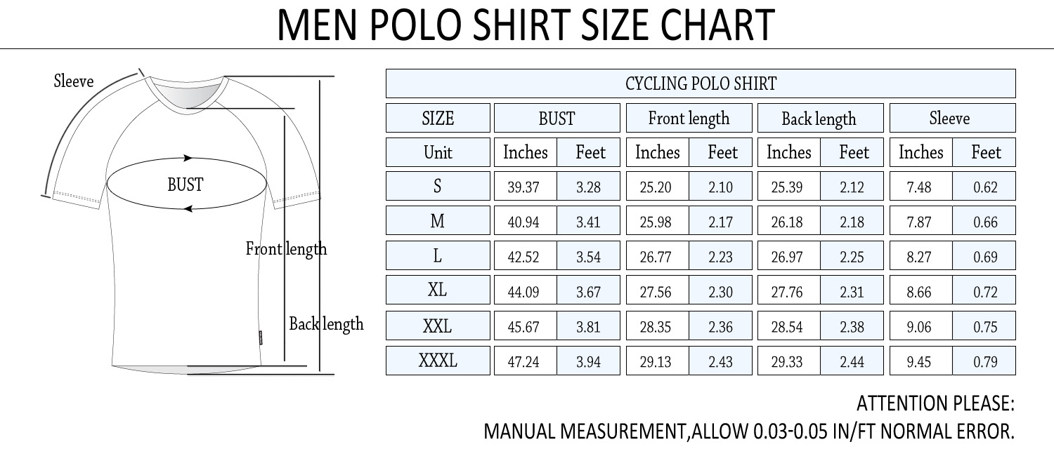 Polo Size Chart Mens