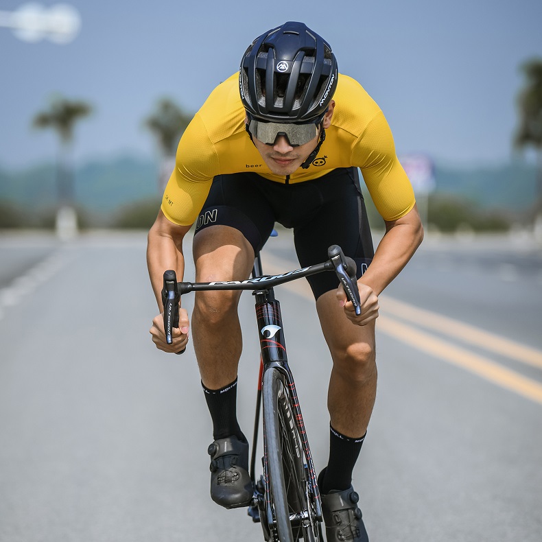 yellow cycling top