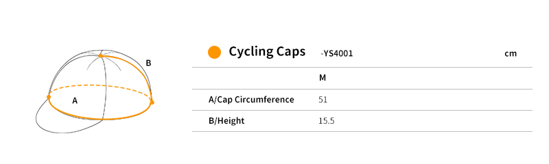 YS4001 cycling hat size chart