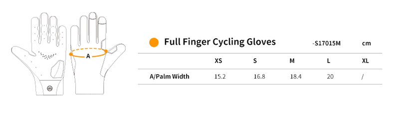 full finger bicycle gloves size chart