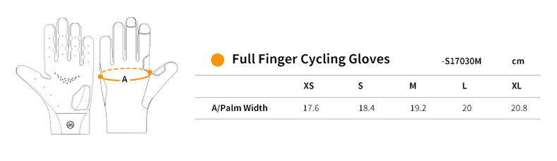 full finger bicycle gloves size chart