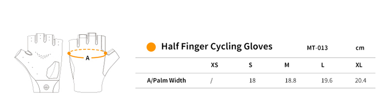 half finger cycling gloves size chart