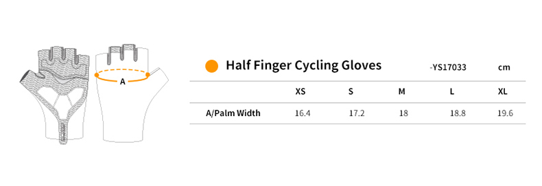 half finger cycling gloves size chart