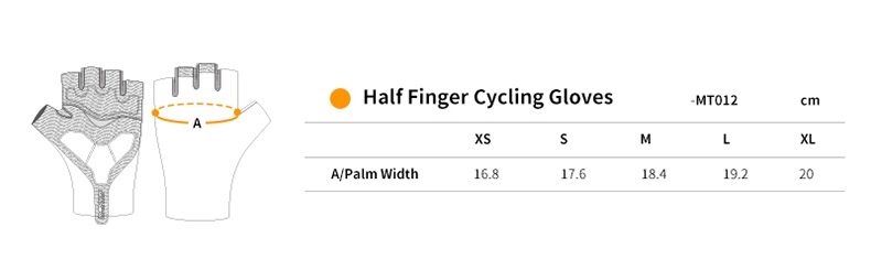 short finger cycling gloves size chart