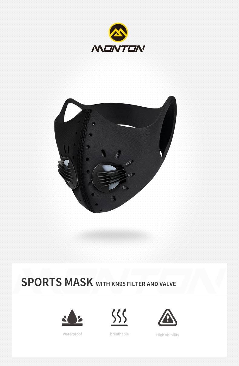 Sports breathing mask with KN95 filter and