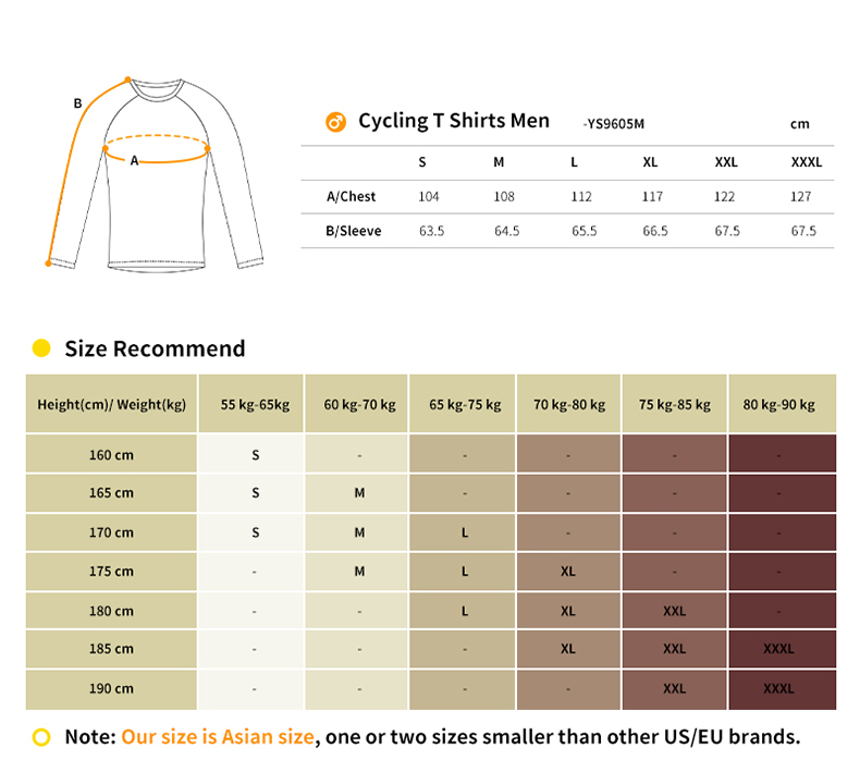 mtb long sleeve jersey size chart