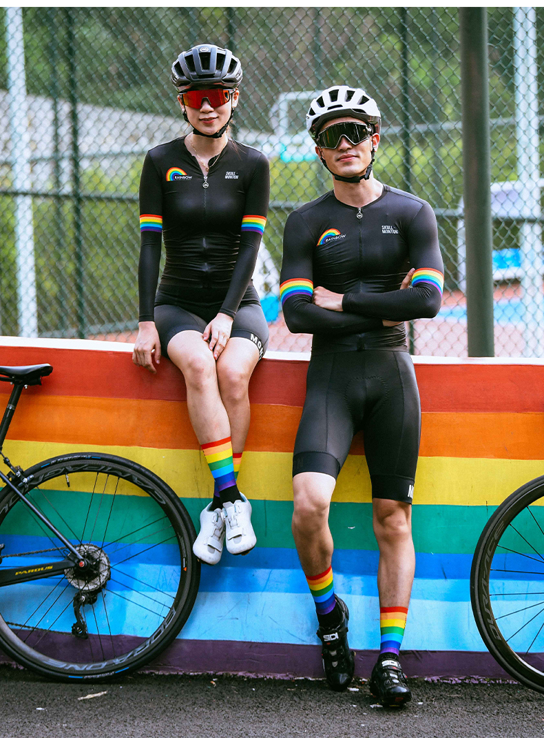 Cycling Jersey - Retro Inspired Jumper - Rainbow Black - S