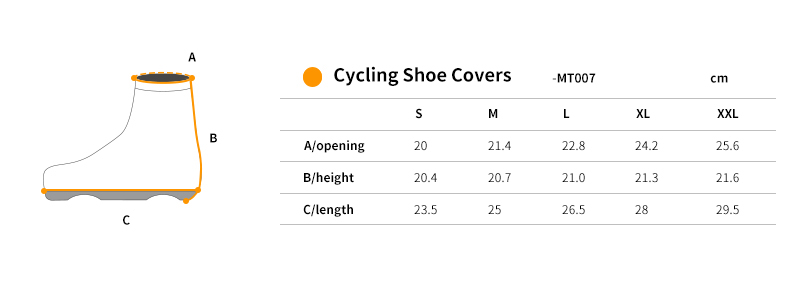 cycling shoe covers size chart