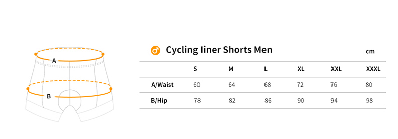 cycling shorts size chart