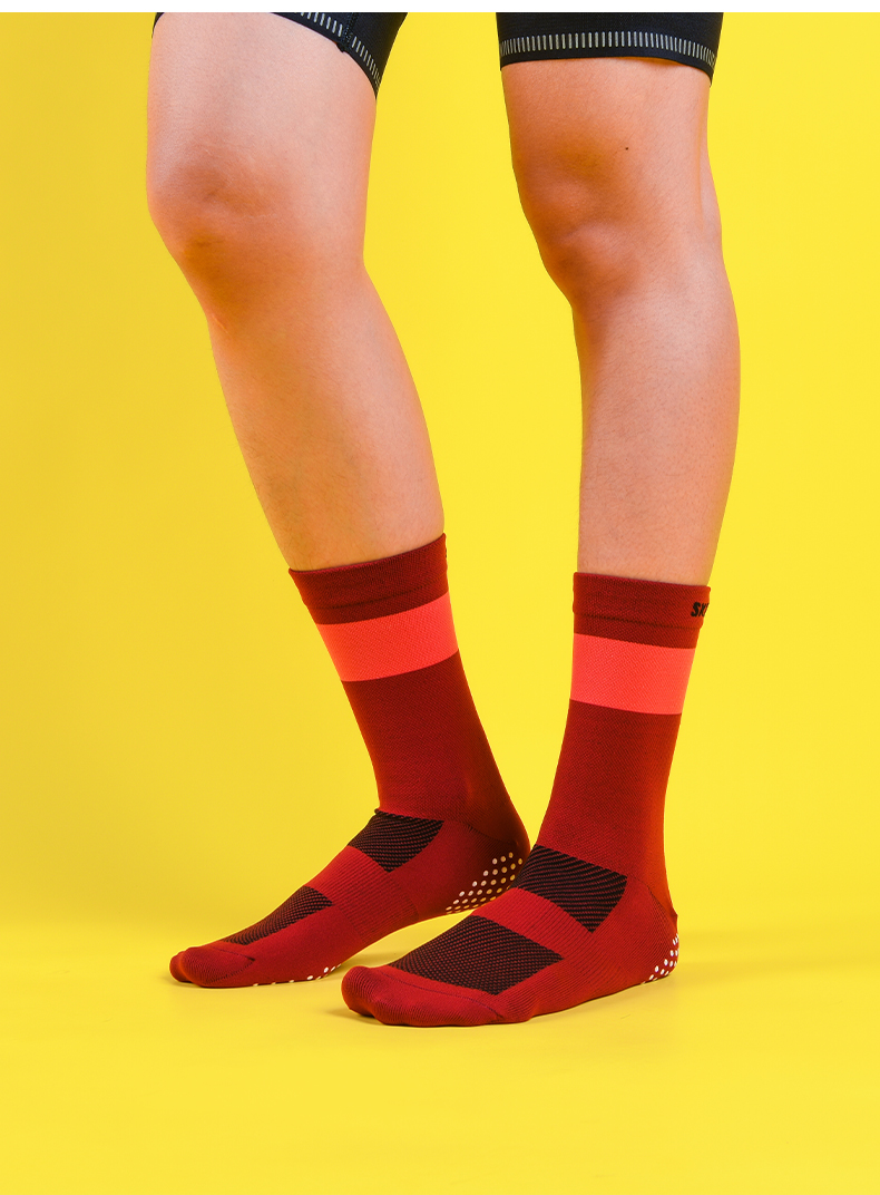 Cheap red cycling socks with gripper