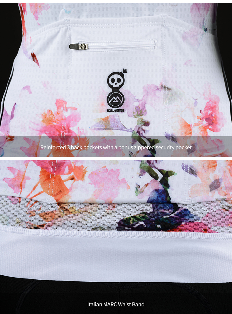 back pockets and reflective piping