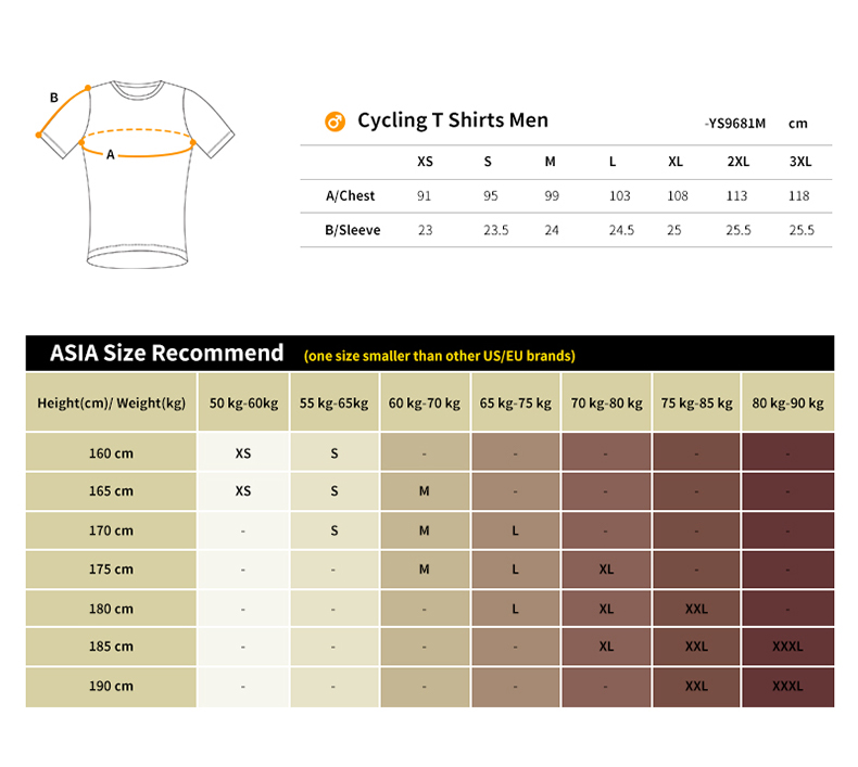 t shirt size chart
