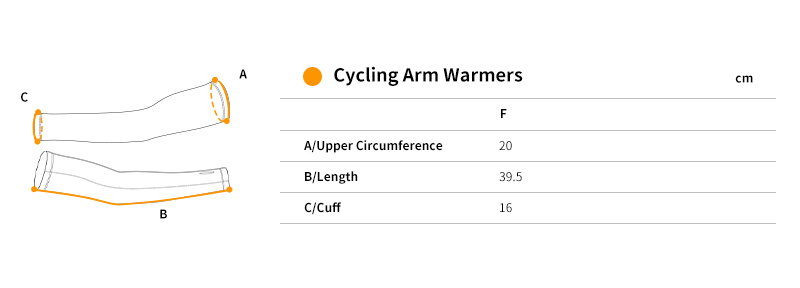 cycling arm sleeves size chart