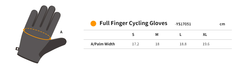  full finger cycling gloves size chart